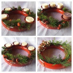 ,Antikolt PirosVariálható Kerámia Adventi Koszorú -  - Meska.hu