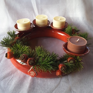,Antikolt PirosVariálható Kerámia Adventi Koszorú -  - Meska.hu