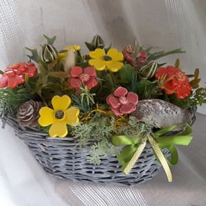 ,Színes Virágok Kerámia Virágos Asztaldísz -  - Meska.hu