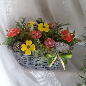 ,Színes Virágok Kerámia Virágos Asztaldísz -  - Meska.hu