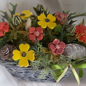 ,Színes Virágok Kerámia Virágos Asztaldísz -  - Meska.hu