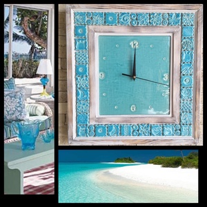 ,Ékes Türkiz Keretezett Kerámia Falióra -  - Meska.hu