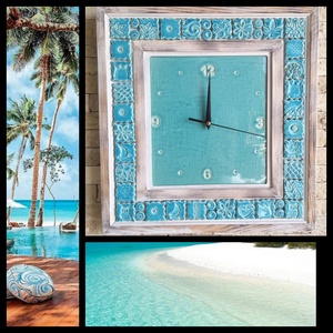 ,Ékes Türkiz Keretezett Kerámia Falióra -  - Meska.hu