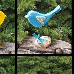 ,Tavaszi  Kék Madárdal Kerámia Madárka - otthon & életmód - ház & kert - Meska.hu