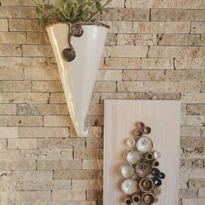 ,Gyöngyfehér Kerámia Fali Virágtartó - otthon & életmód - dekoráció - virágdísz és tartó - cserép & kaspó - Meska.hu