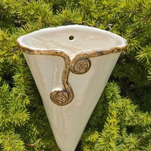 ,Gyöngyfehér Kerámia Fali Virágtartó - otthon & életmód - dekoráció - virágdísz és tartó - cserép & kaspó - Meska.hu