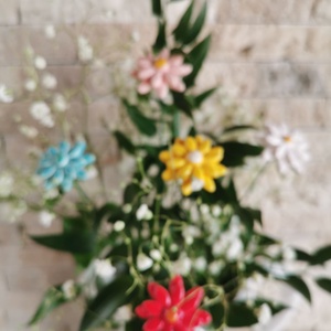 ,5 db színes kis virágMázas Kerámia Virág  - otthon & életmód - dekoráció - virágdísz és tartó - csokor & virágdísz - Meska.hu