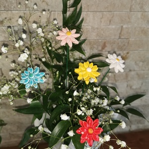 ,5 db színes kis virágMázas Kerámia Virág  - otthon & életmód - dekoráció - virágdísz és tartó - csokor & virágdísz - Meska.hu