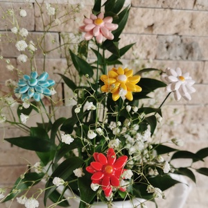 ,5 db színes kis virágMázas Kerámia Virág  - otthon & életmód - dekoráció - virágdísz és tartó - csokor & virágdísz - Meska.hu