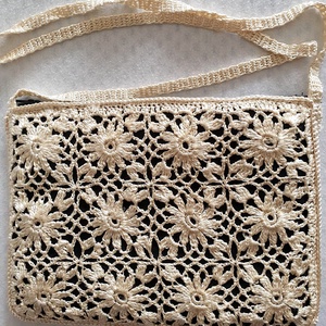 Vajszínű horgolt táska - táska & tok - kézitáska & válltáska - válltáska - Meska.hu