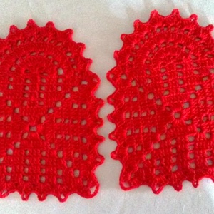 Piros horgolt szív - otthon & életmód - konyhafelszerelés, tálalás - sütés, főzés - edényalátét - Meska.hu