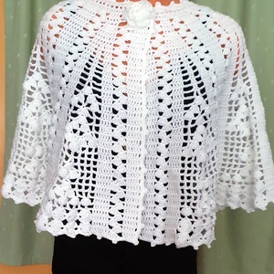 Csipke boleró, horgolt fehér, modern pelerin, vállkendő, poncsó - esküvő - kiegészítők - bolero és válltakaró - Meska.hu