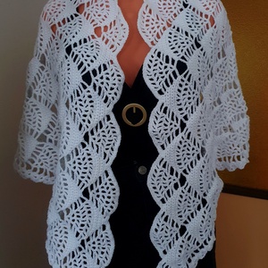 Horgolt fehér  vállkendő - Meska.hu