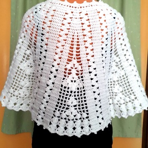 Csipke boleró, horgolt fehér, modern pelerin, vállkendő, poncsó - esküvő - kiegészítők - bolero és válltakaró - Meska.hu