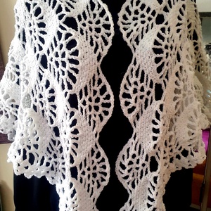 Horgolt csipke fehér  vállkendő - Meska.hu