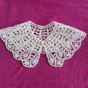 Horgolt csipkegallér, ünnepi, fehér fonalból - ruha & divat - sál, sapka, kendő - vállkendő - Meska.hu