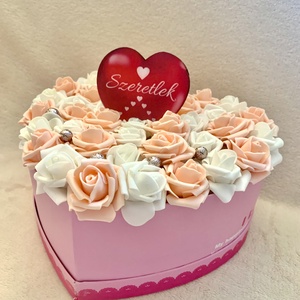 Valentin napi rózsa box - otthon & életmód - dekoráció - asztal és polc dekoráció - asztaldísz - Meska.hu