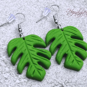 Philodendron fülbevaló - ékszer - fülbevaló - lógó fülbevaló - Meska.hu