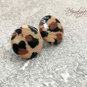 LEOPÁRD bedugós kör fülbevaló - ékszer - fülbevaló - lógós kerek fülbevaló - Meska.hu