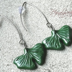 GINKGO BILOBA fülbevaló, Ékszer, Fülbevaló, Lógó fülbevaló, Gyurma, Ékszerkészítés, MESKA