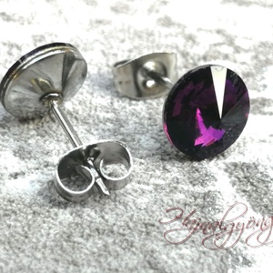 AMETHYST fülbevaló 8 mm - ékszer - fülbevaló - pötty fülbevaló - Meska.hu