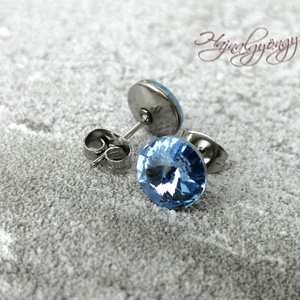  LIGHT SAPPHIRE fülbevaló 8 mm   - ékszer - fülbevaló - pötty fülbevaló - Meska.hu