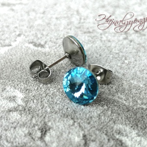 AQUAMARINE fülbevaló 8 mm - ékszer - fülbevaló - pötty fülbevaló - Meska.hu
