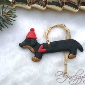 FÁZÓS TACSKÓ KARÁCSONYFADÍSZ + NÉV - karácsony - karácsonyi lakásdekoráció - karácsonyfadíszek - Meska.hu