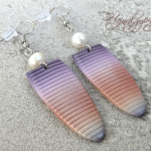 LILA - ROSEGOLD fülbevaló, Ékszer, Fülbevaló, Lógó fülbevaló, Gyurma, Ékszerkészítés, MESKA