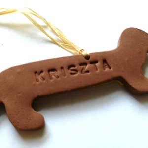 FÁZÓS TACSKÓ KARÁCSONYFADÍSZ + NÉV - karácsony - karácsonyi lakásdekoráció - karácsonyfadíszek - Meska.hu