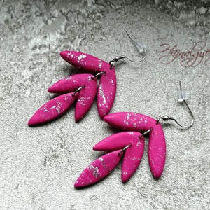 MAGENTA - EZÜST fülbevaló, Ékszer, Fülbevaló, Lógó fülbevaló, Gyurma, Ékszerkészítés, MESKA
