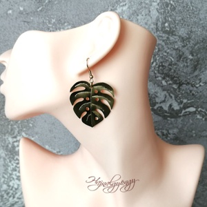 PHILODENDRON levél fülbevaló - ékszer - fülbevaló - lógó fülbevaló - Meska.hu