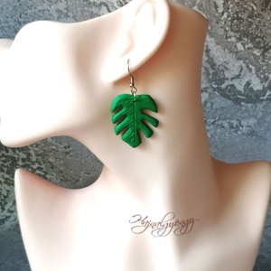 Philodendron fülbevaló - ékszer - fülbevaló - lógó fülbevaló - Meska.hu