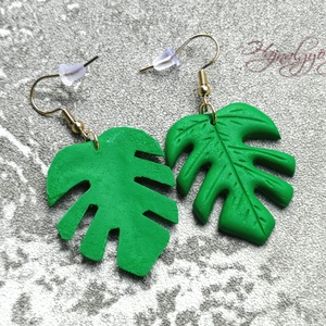 Philodendron fülbevaló - ékszer - fülbevaló - lógó fülbevaló - Meska.hu