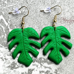 Philodendron fülbevaló - ékszer - fülbevaló - lógó fülbevaló - Meska.hu