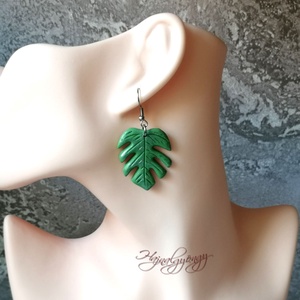 Philodendron fülbevaló - ékszer - fülbevaló - lógó fülbevaló - Meska.hu