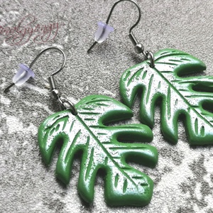 Philodendron fülbevaló - ékszer - fülbevaló - lógó fülbevaló - Meska.hu