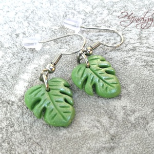 Kicsi Philodendron fülbevaló - Meska.hu