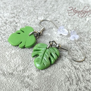 Kicsi Philodendron fülbevaló - ékszer - fülbevaló - lógó fülbevaló - Meska.hu