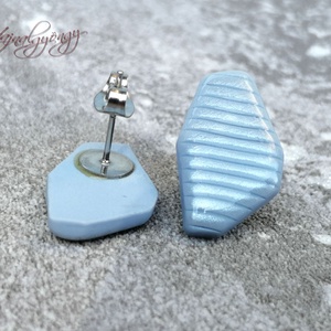 Jégkék csíkos fülbevaló - ékszer - fülbevaló - pötty fülbevaló - Meska.hu