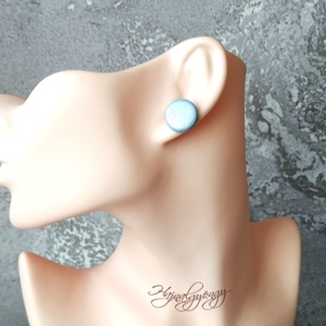 Jégkék csíkos nagy fülbevaló - ékszer - fülbevaló - pötty fülbevaló - Meska.hu