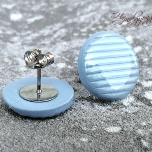 Jégkék csíkos nagy fülbevaló - ékszer - fülbevaló - pötty fülbevaló - Meska.hu