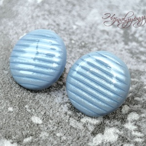 Jégkék csíkos nagy fülbevaló, Ékszer, Fülbevaló, Pötty fülbevaló, Gyurma, Ékszerkészítés, MESKA