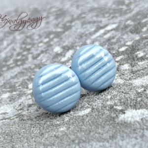 Jégkék csíkos  fülbevaló, Ékszer, Fülbevaló, Pötty fülbevaló, Gyurma, Ékszerkészítés, MESKA