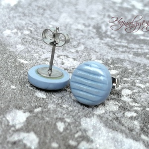 Jégkék csíkos  fülbevaló - ékszer - fülbevaló - pötty fülbevaló - Meska.hu