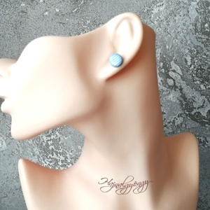 Jégkék csíkos  fülbevaló - ékszer - fülbevaló - pötty fülbevaló - Meska.hu