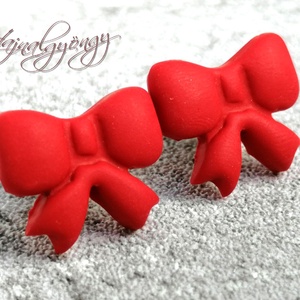 PIROS MASNI  fülbevaló - ékszer - fülbevaló - pötty fülbevaló - Meska.hu