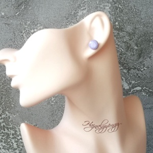 Világoslila csíkos  fülbevaló - ékszer - fülbevaló - pötty fülbevaló - Meska.hu