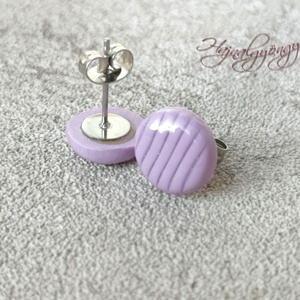 Világoslila csíkos  fülbevaló - ékszer - fülbevaló - pötty fülbevaló - Meska.hu