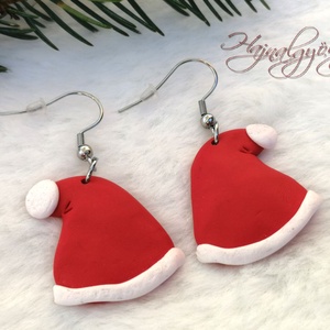 Mikulás sapka fülbevaló - Meska.hu